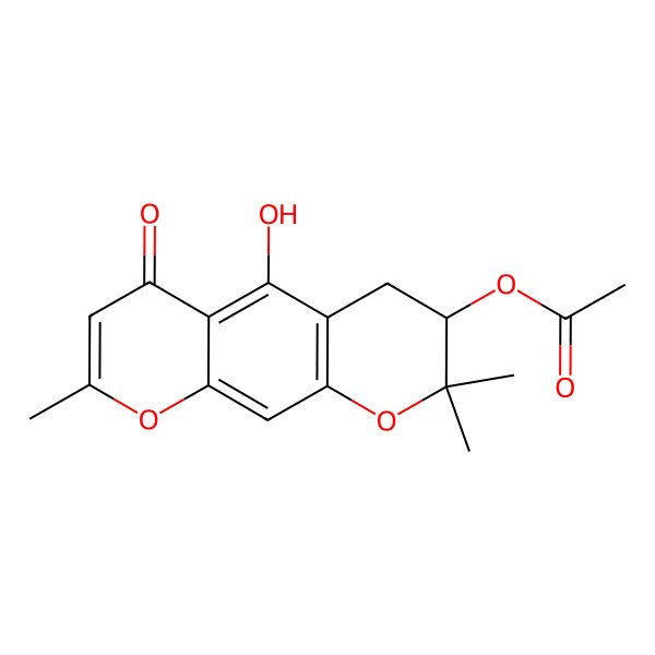 2D Structure of [(3S)-5-hydroxy-2,2,8-trimethyl-6-oxo-3,4-dihydropyrano[3,2-g]chromen-3-yl] acetate