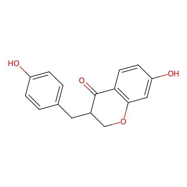 2D Structure of (3S)-7-hydroxy-3-[(4-hydroxyphenyl)methyl]-2,3-dihydrochromen-4-one