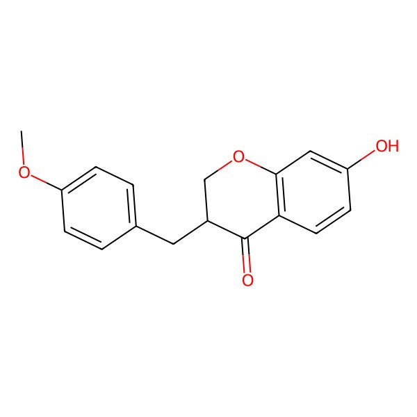2D Structure of (3S)-7-hydroxy-3-[(4-methoxyphenyl)methyl]-2,3-dihydrochromen-4-one