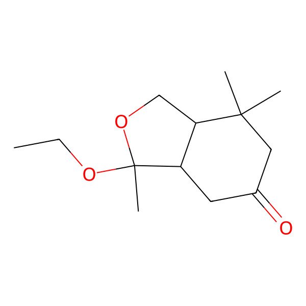 2D Structure of (3S,3aS)-3-ethoxy-3,7,7-trimethyl-3a,4,6,7a-tetrahydro-1H-2-benzofuran-5-one 2D Structure of (3S,3aS)-3-ethoxy-3,7,7-trimethyl-3a,4,6,7a-tetrahydro-1H-2-benzofuran-5-one