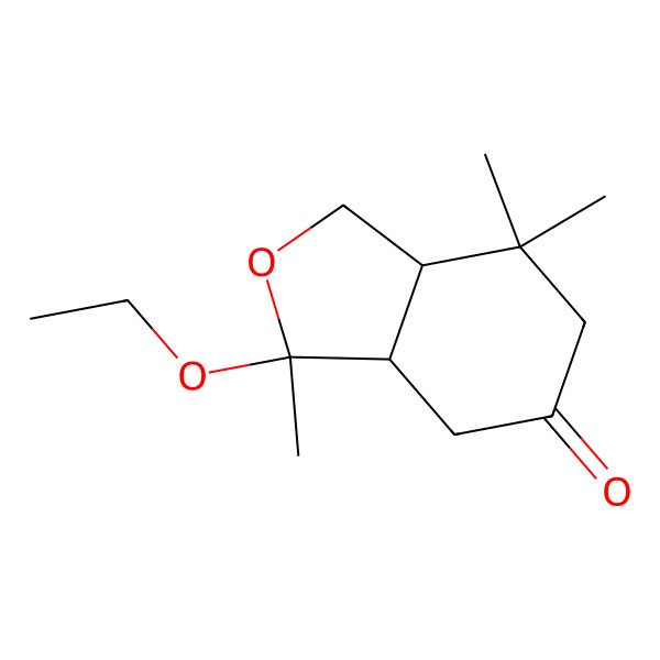 2D Structure of (3S,3aS)-3-ethoxy-3,7,7-trimethyl-3a,4,6,7a-tetrahydro-1H-2-benzofuran-5-one