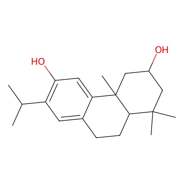 2D Structure of (3S,4aS,10aR)-1,1,4a-trimethyl-7-propan-2-yl-2,3,4,9,10,10a-hexahydrophenanthrene-3,6-diol 2D Structure of (3S,4aS,10aR)-1,1,4a-trimethyl-7-propan-2-yl-2,3,4,9,10,10a-hexahydrophenanthrene-3,6-diol