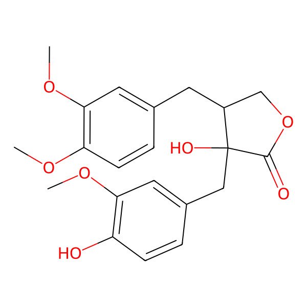 2D Structure of (3S,4R)-4-[(3,4-dimethoxyphenyl)methyl]-3-hydroxy-3-[(4-hydroxy-3-methoxyphenyl)methyl]oxolan-2-one