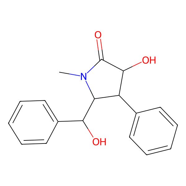 2D Structure of (3S,4R,5R)-3-hydroxy-5-[hydroxy(phenyl)methyl]-1-methyl-4-phenylpyrrolidin-2-one