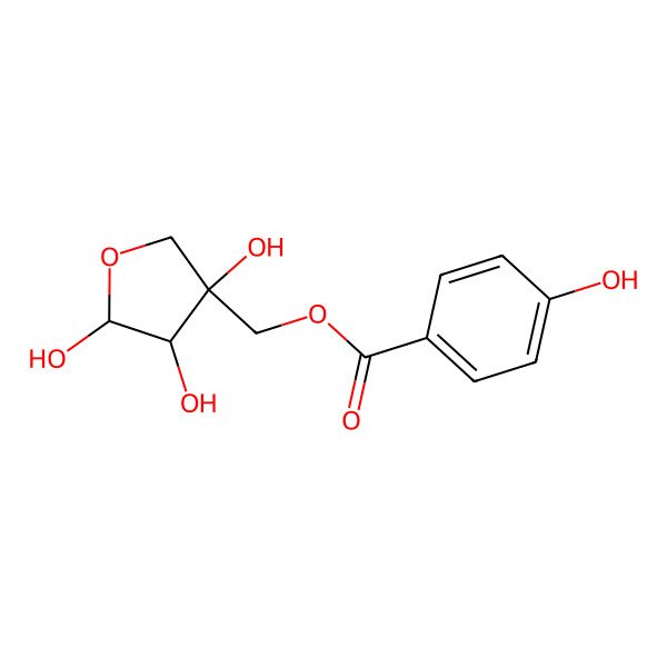 2D Structure of [(3S,4R,5R)-3,4,5-trihydroxyoxolan-3-yl]methyl 4-hydroxybenzoate