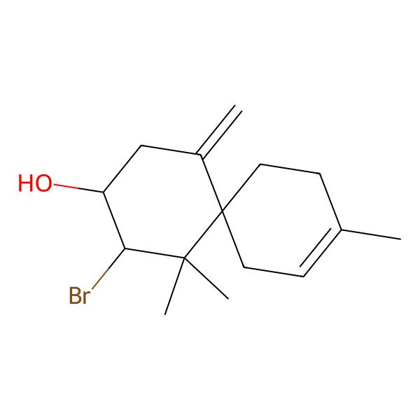 2D Structure of (3S,4R,6S)-4-bromo-5,5,9-trimethyl-1-methylidenespiro[5.5]undec-9-en-3-ol