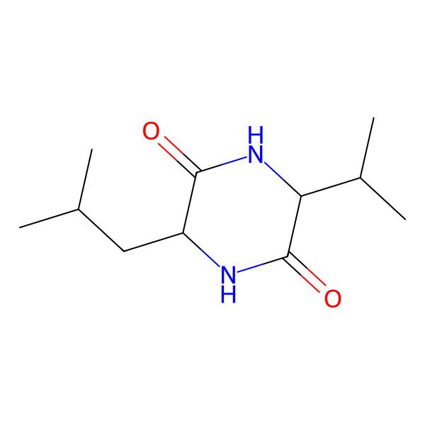 2D Structure of (3S,6S)-3-(2-Methylpropyl)-6-(propan-2-yl)piperazine-2,5-dione