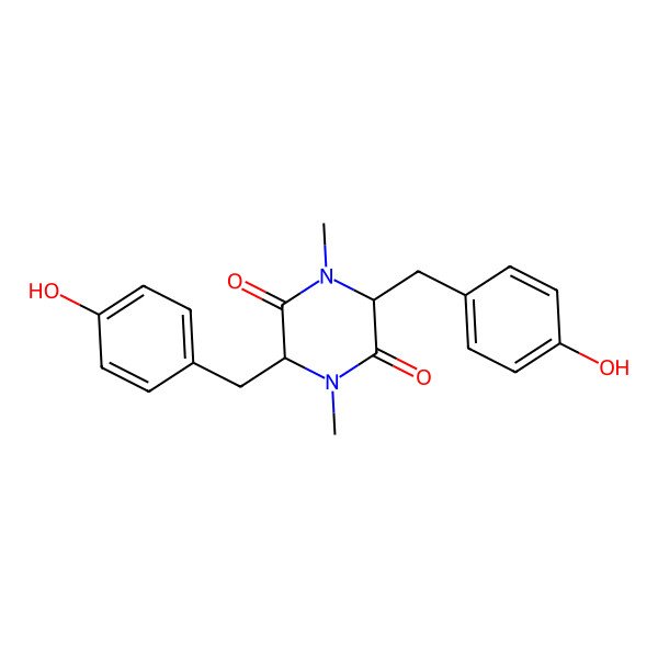 2D Structure of (3S,6S)-3,6-Bis-(4-hydroxy-benzyl)-1,4-dimethyl-piperazine-2,5-dione