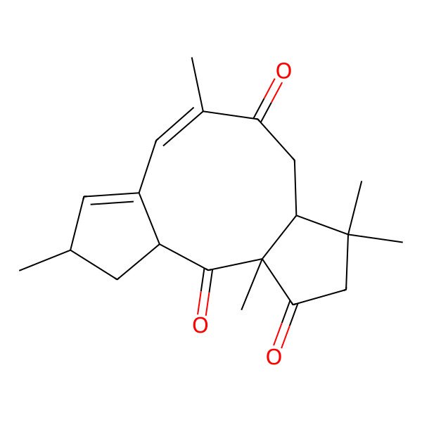 2D Structure of (3S,7R,10Z,14R)-3,6,6,10,14-pentamethyltricyclo[10.3.0.03,7]pentadeca-10,12-diene-2,4,9-trione
