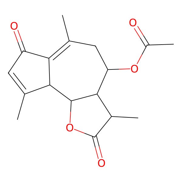 2D Structure of [(3S,9bR)-3,6,9-trimethyl-2,7-dioxo-3,3a,4,5,9a,9b-hexahydroazuleno[4,5-b]furan-4-yl] acetate