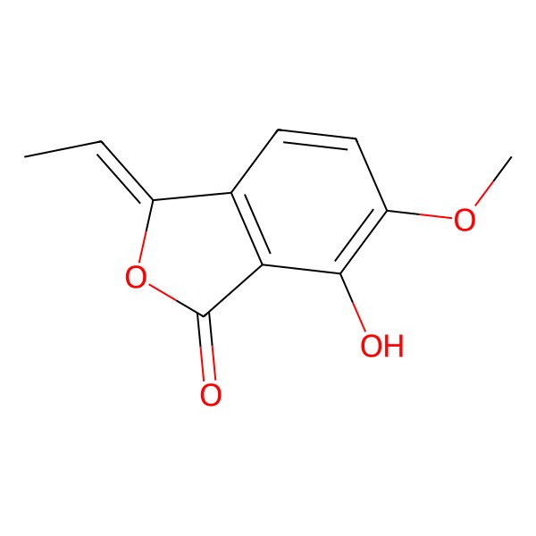 2D Structure of (Z)-3-Ethylidene-7-hydroxy-6-methoxyphthalide 2D Structure of (Z)-3-Ethylidene-7-hydroxy-6-methoxyphthalide