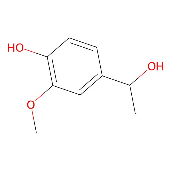 2D Structure of 4-(1-Hydroxyethyl)-2-methoxyphenol 2D Structure of 4-(1-Hydroxyethyl)-2-methoxyphenol