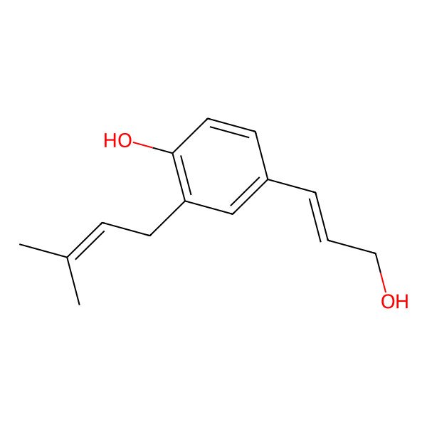 2D Structure of 4-((1E)-3-Hydroxy-1-propenyl)-2-(3-methyl-2-butenyl)phenol