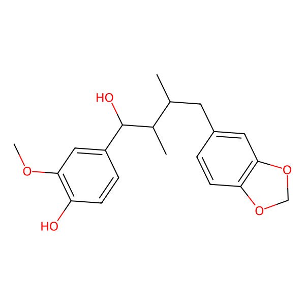 2D Structure of 4-[(1S,2S,3S)-4-(1,3-benzodioxol-5-yl)-1-hydroxy-2,3-dimethylbutyl]-2-methoxyphenol