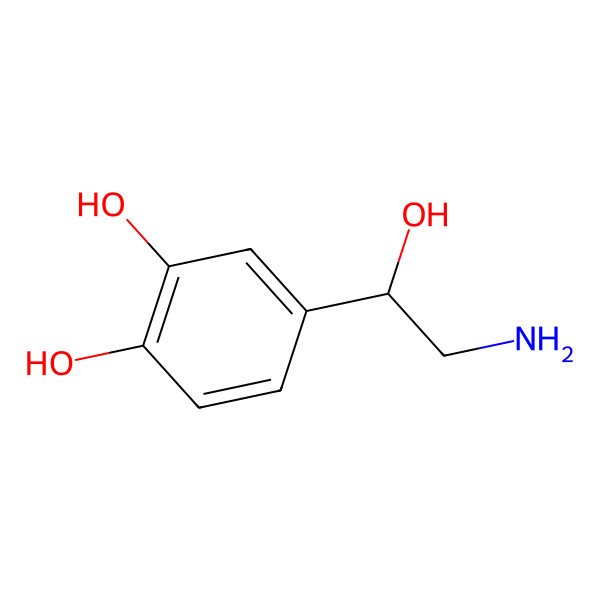 2D Structure of 4-(2-Amino-1-hydroxyethyl)benzene-1,2-diol