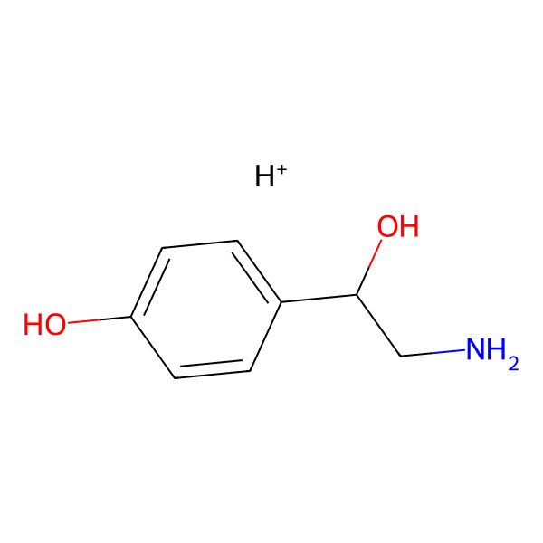 2D Structure of 4-(2-Amino-1-hydroxyethyl)phenol;hydron 2D Structure of 4-(2-Amino-1-hydroxyethyl)phenol;hydron