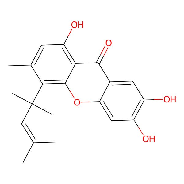 2D Structure of 4-(2,4-dimethylpent-3-en-2-yl)-1,6,7-trihydroxy-3-methyl-9H-xanthen-9-one
