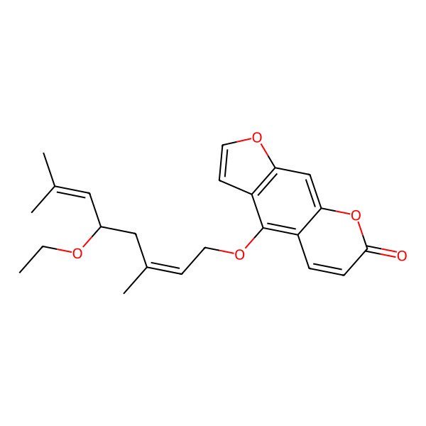 2D Structure of 4-[(2E)-5-ethoxy-3,7-dimethylocta-2,6-dienoxy]furo[3,2-g]chromen-7-one