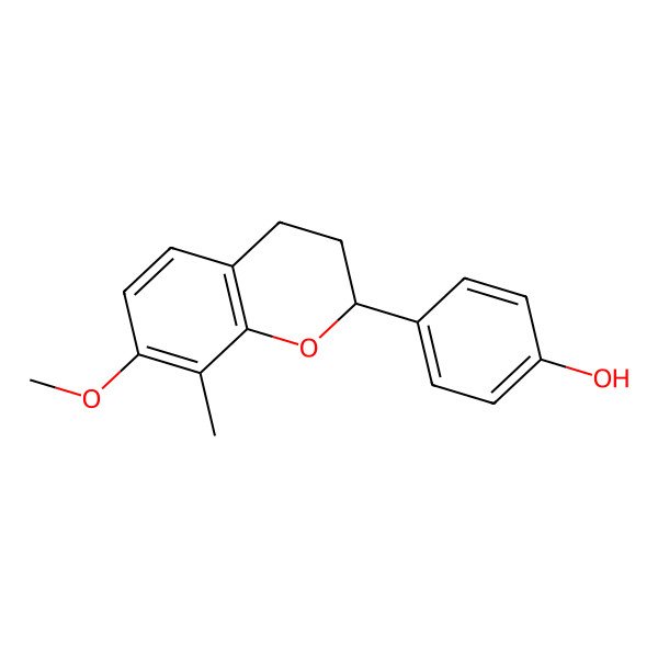 2D Structure of 4-[(2R)-7-methoxy-8-methyl-3,4-dihydro-2H-chromen-2-yl]phenol