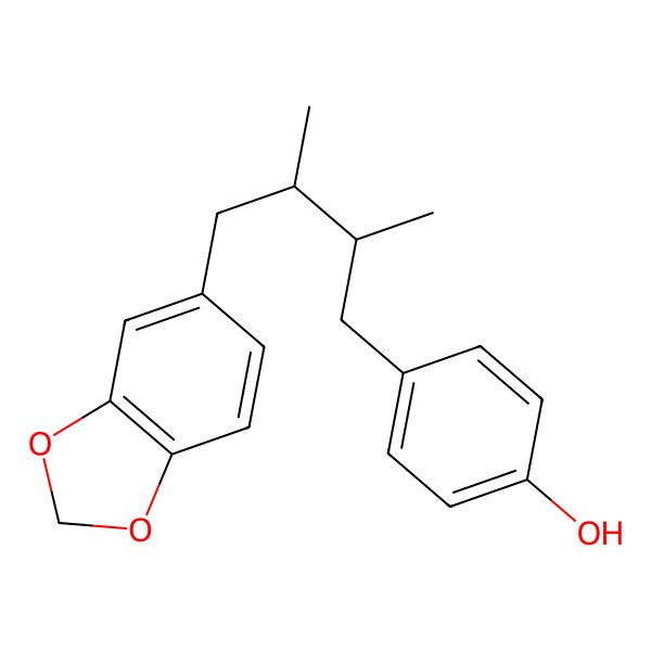 2D Structure of 4-[(2R,3R)-4-(1,3-benzodioxol-5-yl)-2,3-dimethylbutyl]phenol