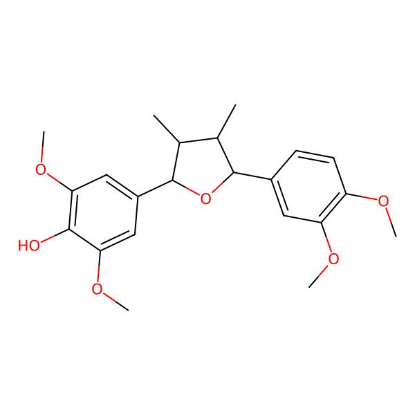 2D Structure of 4-[(2R,3R,4S,5S)-5-(3,4-dimethoxyphenyl)-3,4-dimethyl-tetrahydrofuran-2-yl]-2,6-dimethoxy-phenol