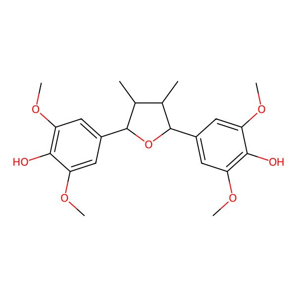 2D Structure of 4-[(2S,3S,4S,5R)-5-(4-hydroxy-3,5-dimethoxyphenyl)-3,4-dimethyloxolan-2-yl]-2,6-dimethoxyphenol
