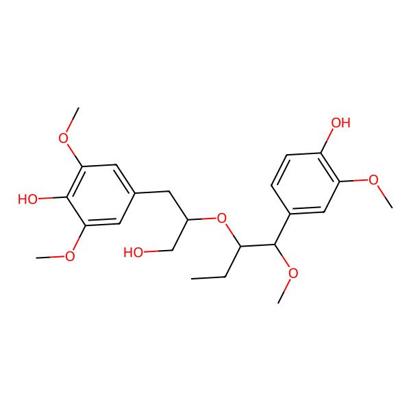2D Structure of 4-[3-Hydroxy-2-[1-(4-hydroxy-3-methoxyphenyl)-1-methoxybutan-2-yl]oxypropyl]-2,6-dimethoxyphenol