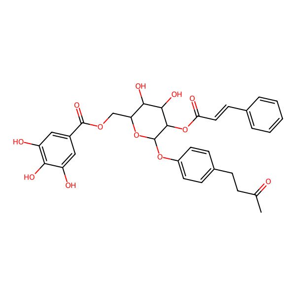 2D Structure of 4-(3-Oxobutyl)phenyl 2-O-cinnamoyl-6-O-galloyl-beta-D-glucopyranoside