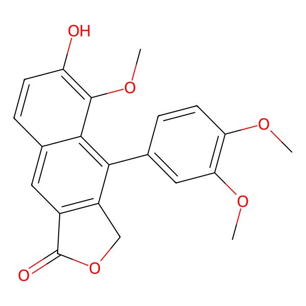 2D Structure of 4-(3,4-dimethoxyphenyl)-6-hydroxy-5-methoxy-3H-benzo[f][2]benzofuran-1-one