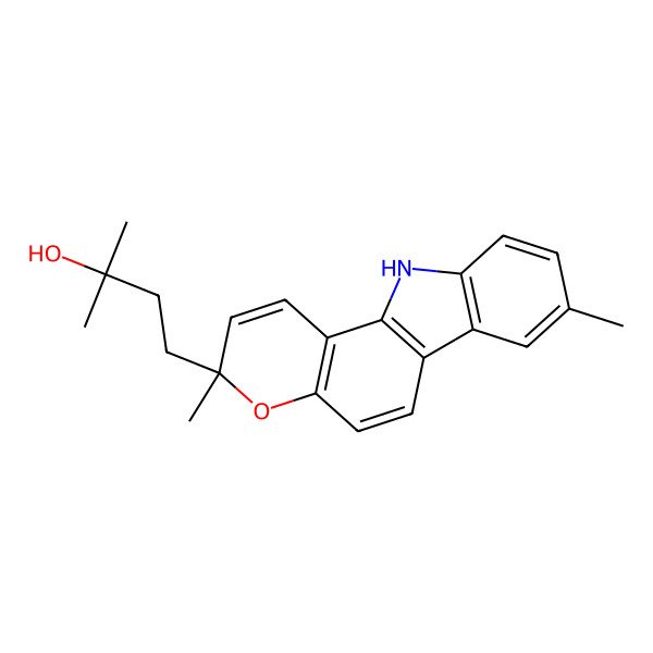 2D Structure of 4-(3,8-dimethyl-11H-pyrano[3,2-a]carbazol-3-yl)-2-methylbutan-2-ol