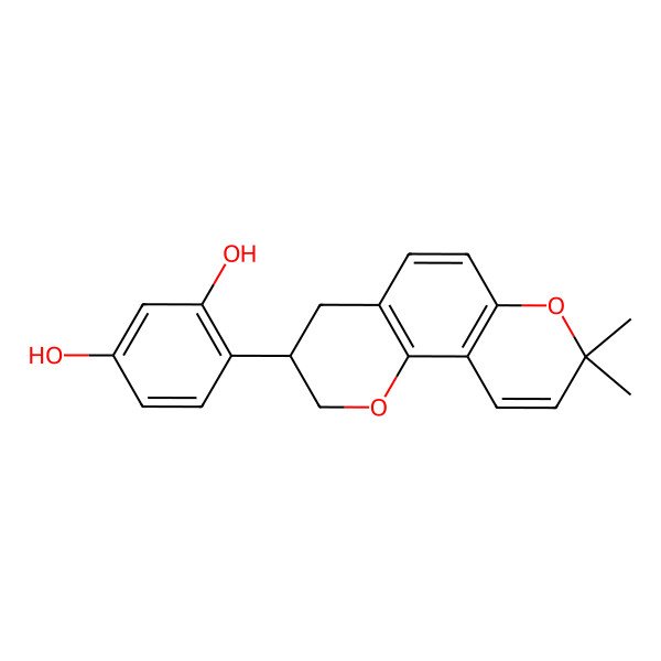 2D Structure of 4-[(3S)-8,8-dimethyl-3,4-dihydro-2H-pyrano[2,3-f]chromen-3-yl]resorcinol