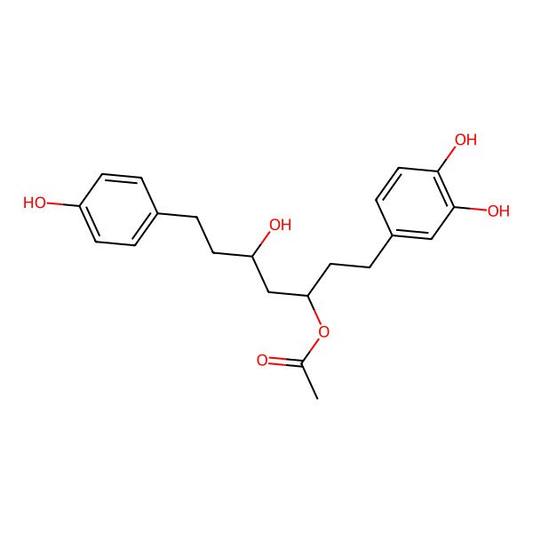 2D Structure of 4-[(3S,5S)-3-(Acetyloxy)-5-hydroxy-7-(4-hydroxyphenyl)heptyl]-1,2-benzenediol