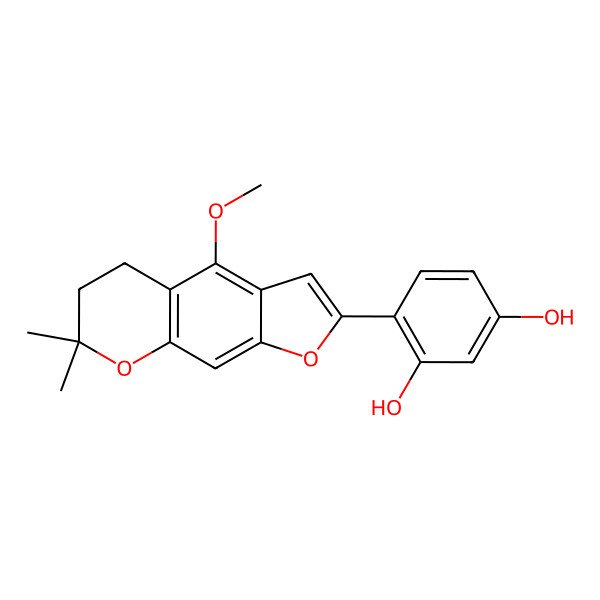 2D Structure of 4-(4-Methoxy-7,7-dimethyl-5,6-dihydrofuro[3,2-g]chromen-2-yl)benzene-1,3-diol