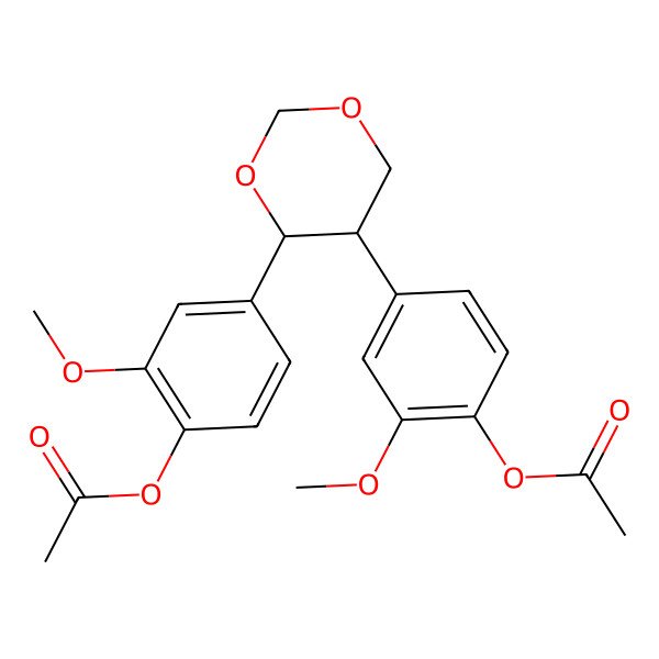 2D Structure of [4-[(4R,5R)-4-(4-acetyloxy-3-methoxyphenyl)-1,3-dioxan-5-yl]-2-methoxyphenyl] acetate