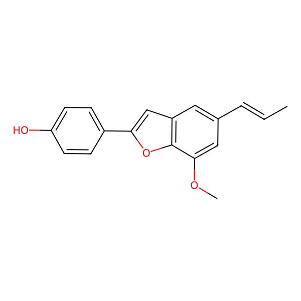 2D Structure of 4-[7-methoxy-5-[(E)-prop-1-enyl]-1-benzofuran-2-yl]phenol