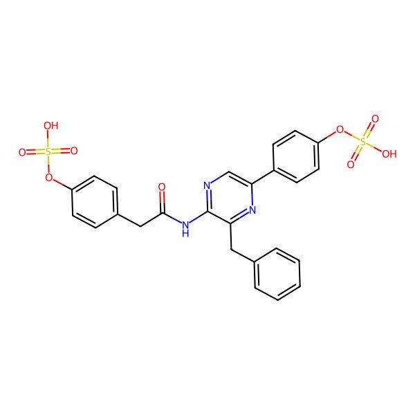 2D Structure of 4-(6-Benzyl-5-{[4-(sulfooxy)phenyl]acetamido}pyrazin-2-yl)phenyl hydrogen sulfate
