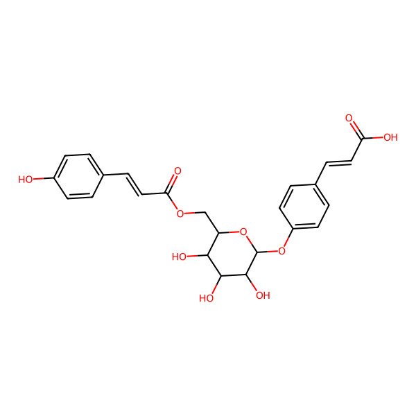 2D Structure of (E)-3-[4-[(2S,3R,4S,5S,6R)-3,4,5-trihydroxy-6-[[(E)-3-(4-hydroxyphenyl)prop-2-enoyl]oxymethyl]oxan-2-yl]oxyphenyl]prop-2-enoic acid