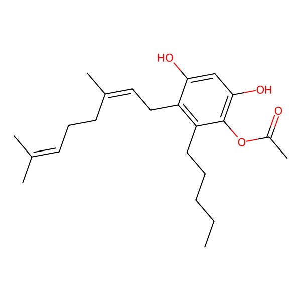 2D Structure of 4-Acetoxy-2-Geranyl-5-Hydroxy-3-N-Pentylphenol