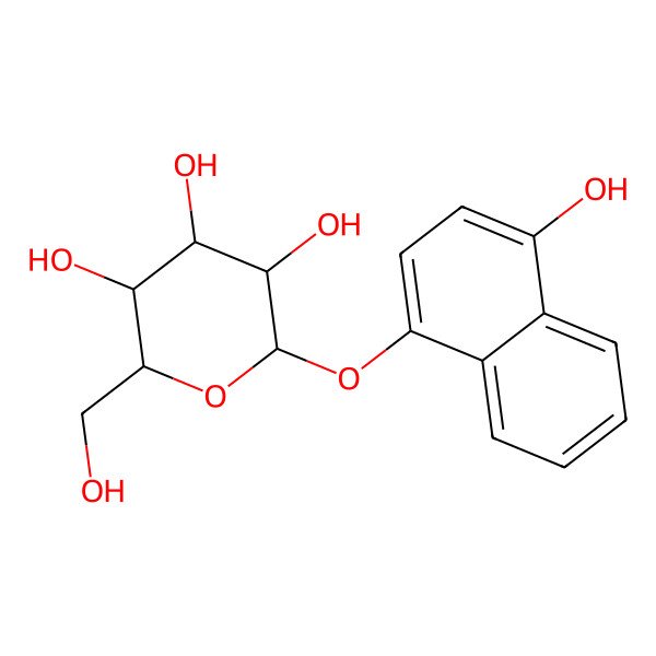 2D Structure of (2R,3S,4S,5R,6S)-2-(hydroxymethyl)-6-(4-hydroxynaphthalen-1-yl)oxyoxane-3,4,5-triol
