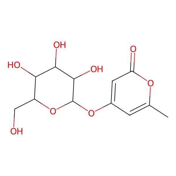 2D Structure of 4-(beta-d-Glucopyranosyloxy)-6-methyl-2h-pyran-2-one 2D Structure of 4-(beta-d-Glucopyranosyloxy)-6-methyl-2h-pyran-2-one