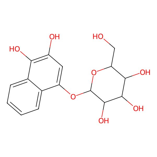 2D Structure of (2S,3R,4S,5S,6R)-2-(3,4-dihydroxynaphthalen-1-yl)oxy-6-(hydroxymethyl)oxane-3,4,5-triol