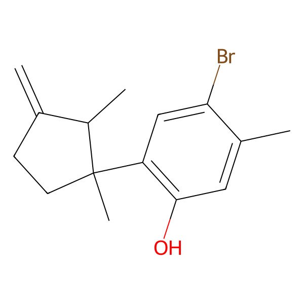 2D Structure of 4-Bromo-2-[(1R,2S)-1,2-dimethyl-3-methylenecyclopentyl]-5-methylphenol
