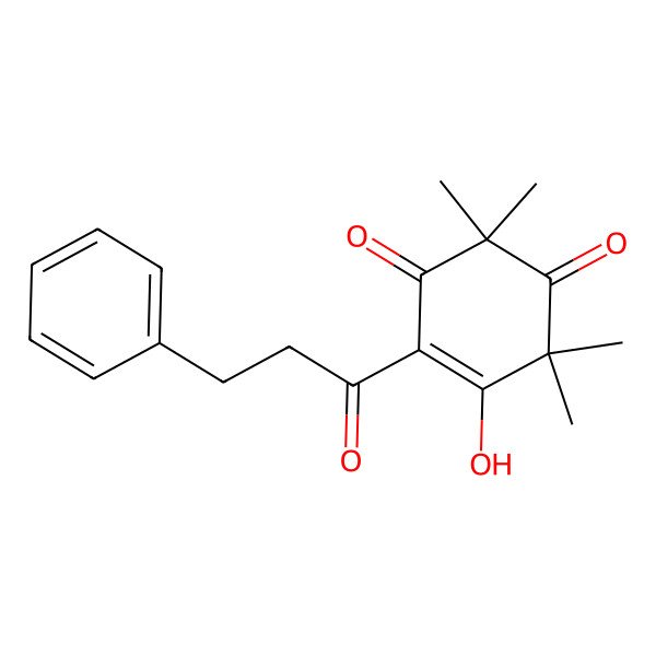 2D Structure of 4-Cyclohexene-1,3-dione, 5-hydroxy-2,2,6,6-tetramethyl-4-(1-oxo-3-phenylpropyl)-