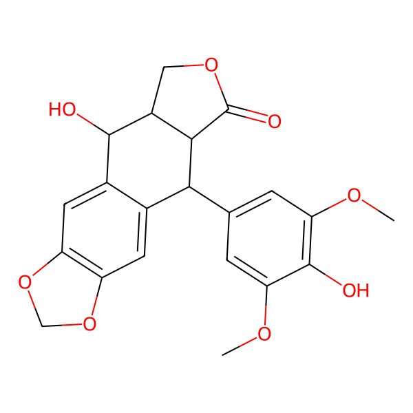 2D Structure of 4'-Demethylpodophyllotoxin 2D Structure of 4'-Demethylpodophyllotoxin