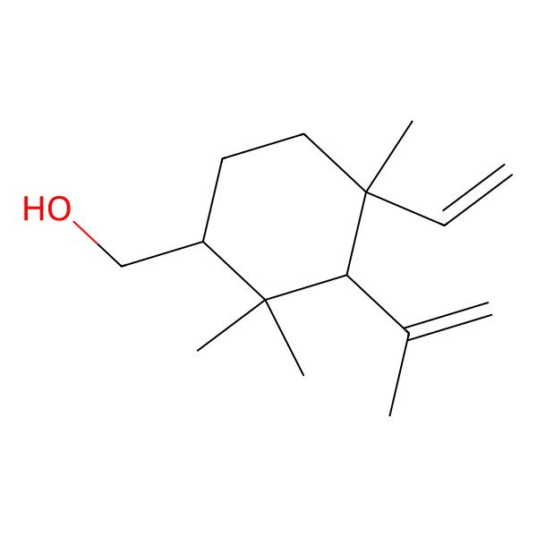 2D Structure of (4-Ethenyl-2,2,4-trimethyl-3-prop-1-en-2-ylcyclohexyl)methanol 2D Structure of (4-Ethenyl-2,2,4-trimethyl-3-prop-1-en-2-ylcyclohexyl)methanol