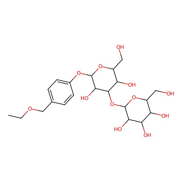 2D Structure of (2S,3R,4S,5S,6R)-2-[(2S,3R,4S,5R,6R)-2-[4-(ethoxymethyl)phenoxy]-3,5-dihydroxy-6-(hydroxymethyl)oxan-4-yl]oxy-6-(hydroxymethyl)oxane-3,4,5-triol
