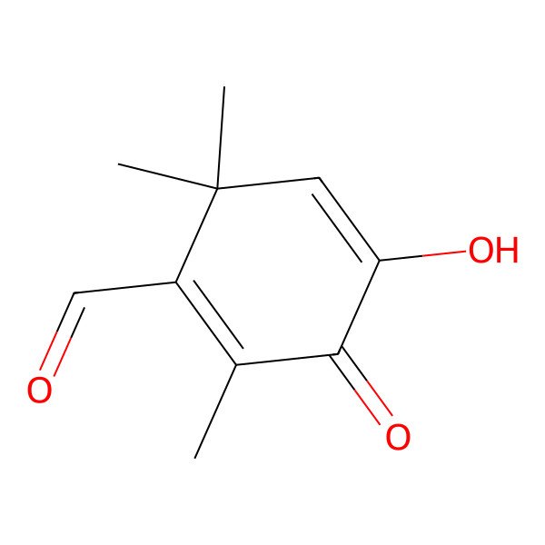 2D Structure of 4-Hydroxy-2,6,6-trimethyl-3-oxo-1,4-cyclohexadiene-1-carboxaldehyde