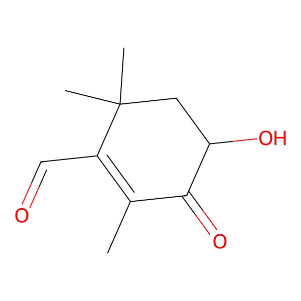 2D Structure of 4-Hydroxy-2,6,6-trimethyl-3-oxocyclohex-1-ene-1-carboxaldehyde