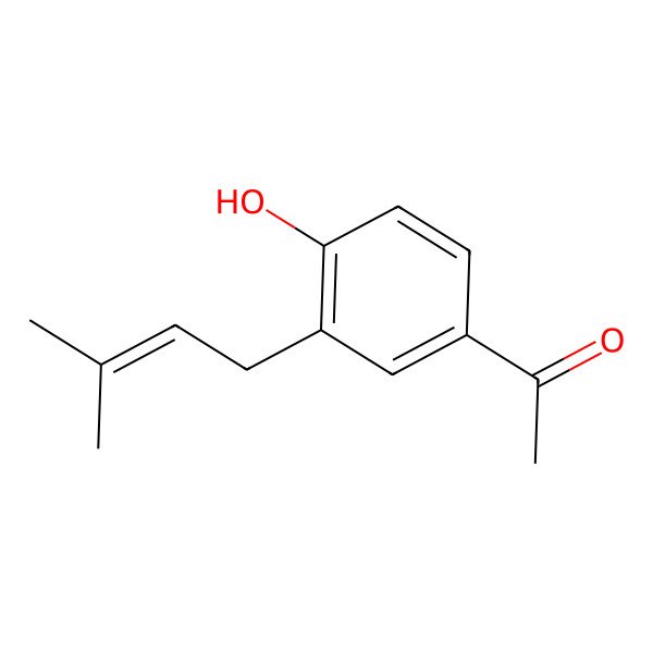 2D Structure of 4-Hydroxy-3-(3-methyl-2-butenyl)acetophenone