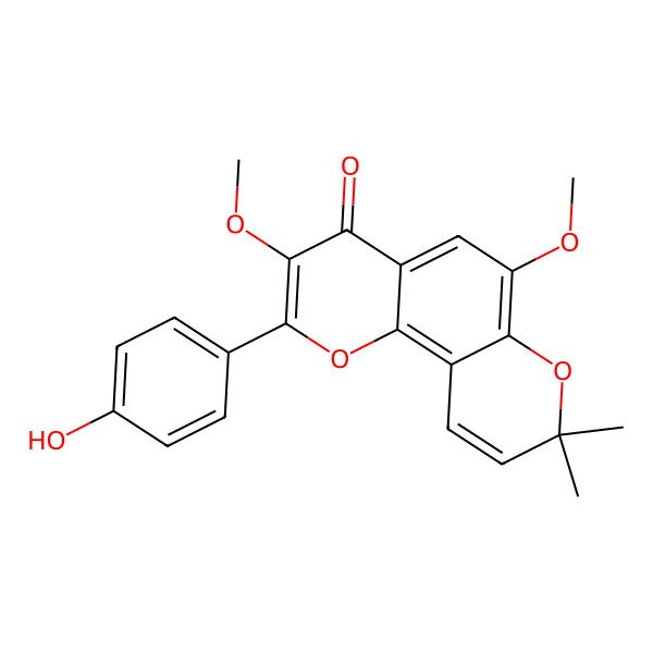 2D Structure of 4'-Hydroxy-3,6-dimethoxy-6'',6''-dimethylpyrano[2,3:7,8]flavone